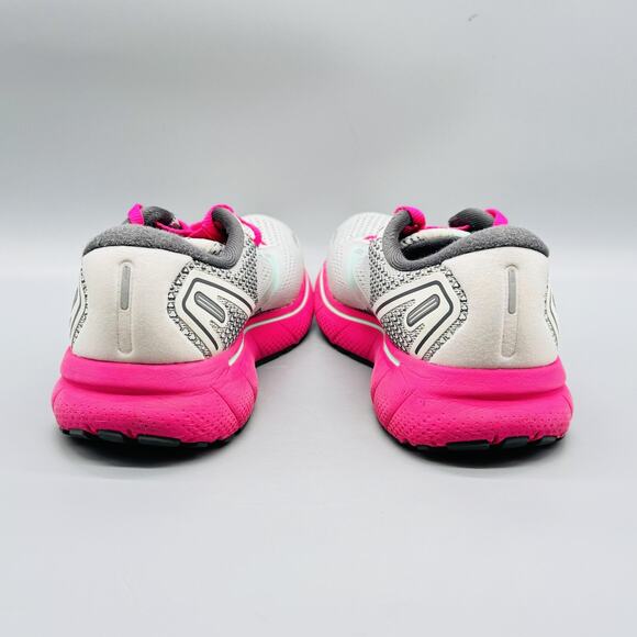 Brooks Shoes Womens 8 White Gray Pink Ghost 14 Road Running Athletic Sneakers - Picture 8 of 13